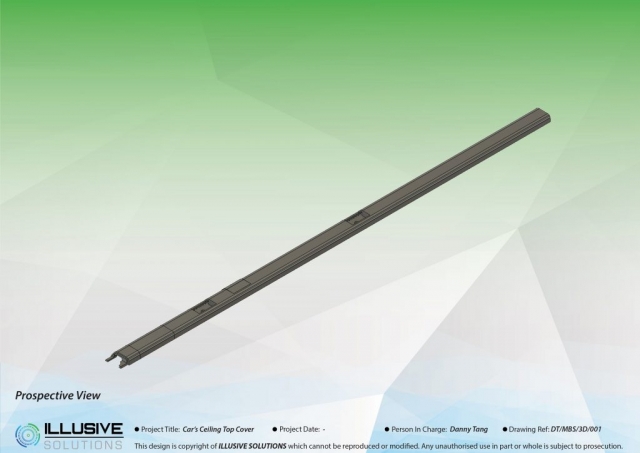 3D Modeling Car Ceiling Top Rail Cover View 1