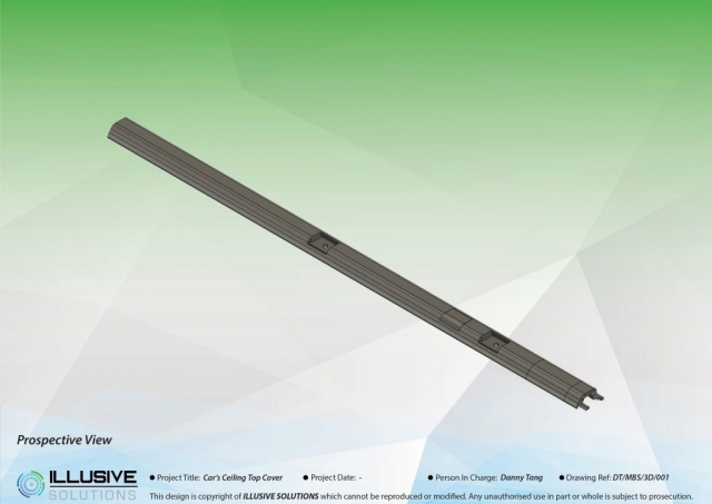 3D Modeling Car Ceiling Top Rail Cover View 2