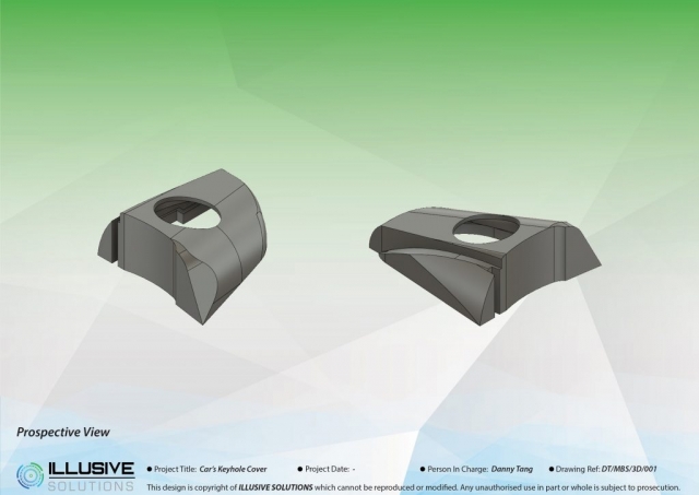 3D Modeling Car's keyhold cover View 2